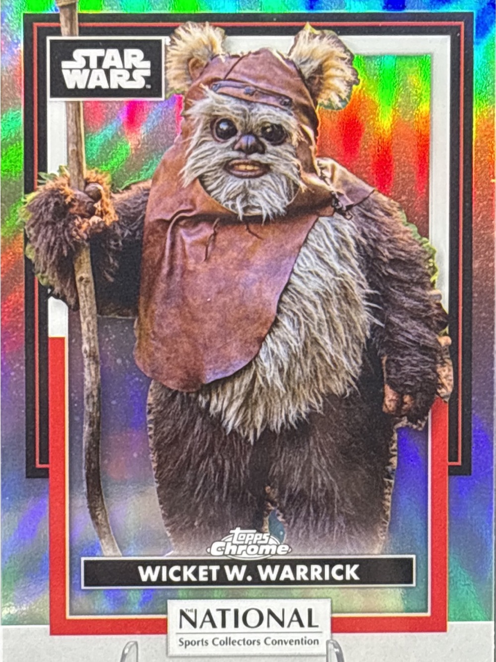 Topps Chrome Star Wars Wicket W. Warrick Trading Card - LE Print Holo